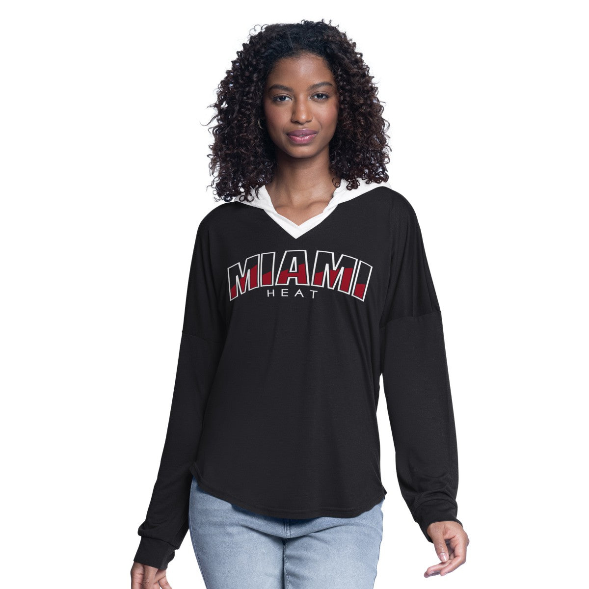 Miami Heat G-III 4Her by Carl Banks Women's Bench Player Oversized Long Sleeve Hooded Top Black