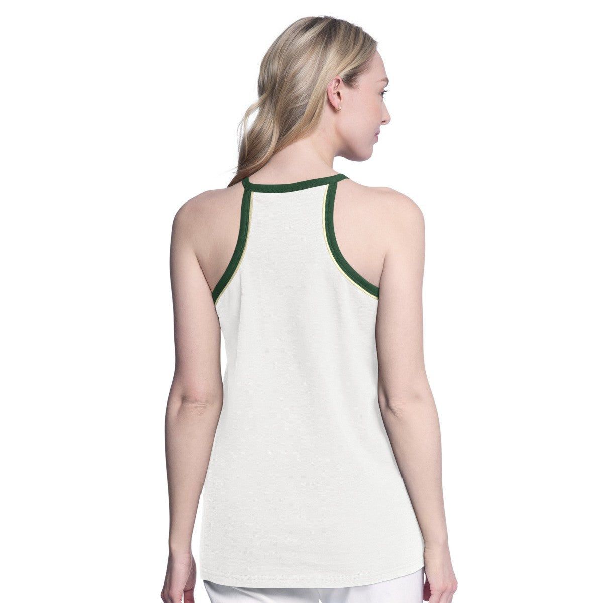 Milwaukee Bucks G-III 4Her by Carl Banks Women's Curveball Racerback Scoop Neck Slub Tank Top White