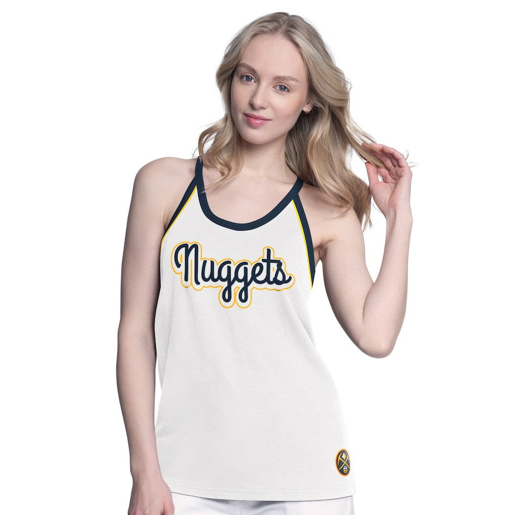 Denver Nuggets G-III 4Her by Carl Banks Women's Curveball Racerback Scoop Neck Slub Tank Top White