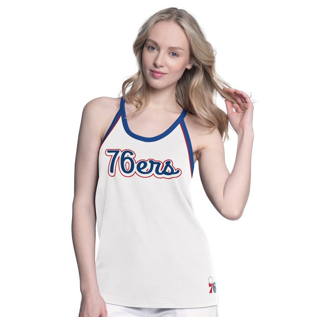 Philadelphia 76ers G-III 4Her by Carl Banks Women's Curveball Racerback Scoop Neck Slub Tank Top White
