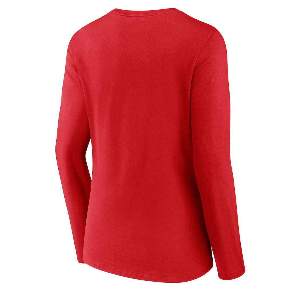 Kansas City Chiefs Women's Primary Logo Long Sleeve V-Neck T-Shirt Red