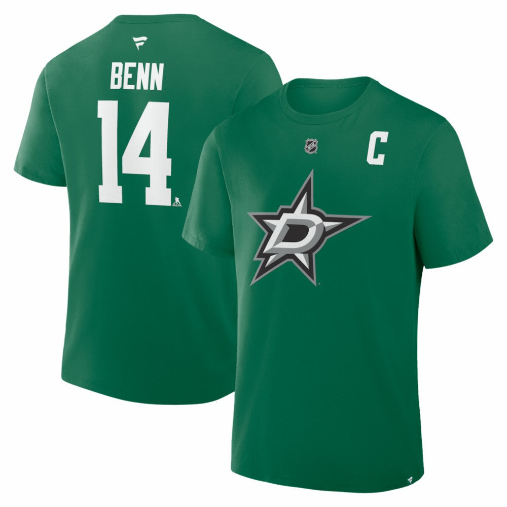 NHL Jamie Benn Dallas Stars Fanatics Captain Authentic Stack Name & Number T-Shirt - Kelly Green