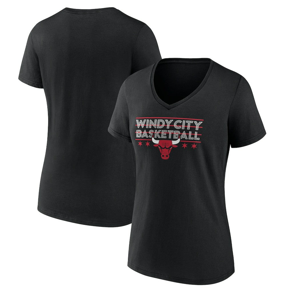 Chicago Bulls Women's Core Hometown Launch V-Neck T-Shirt Black