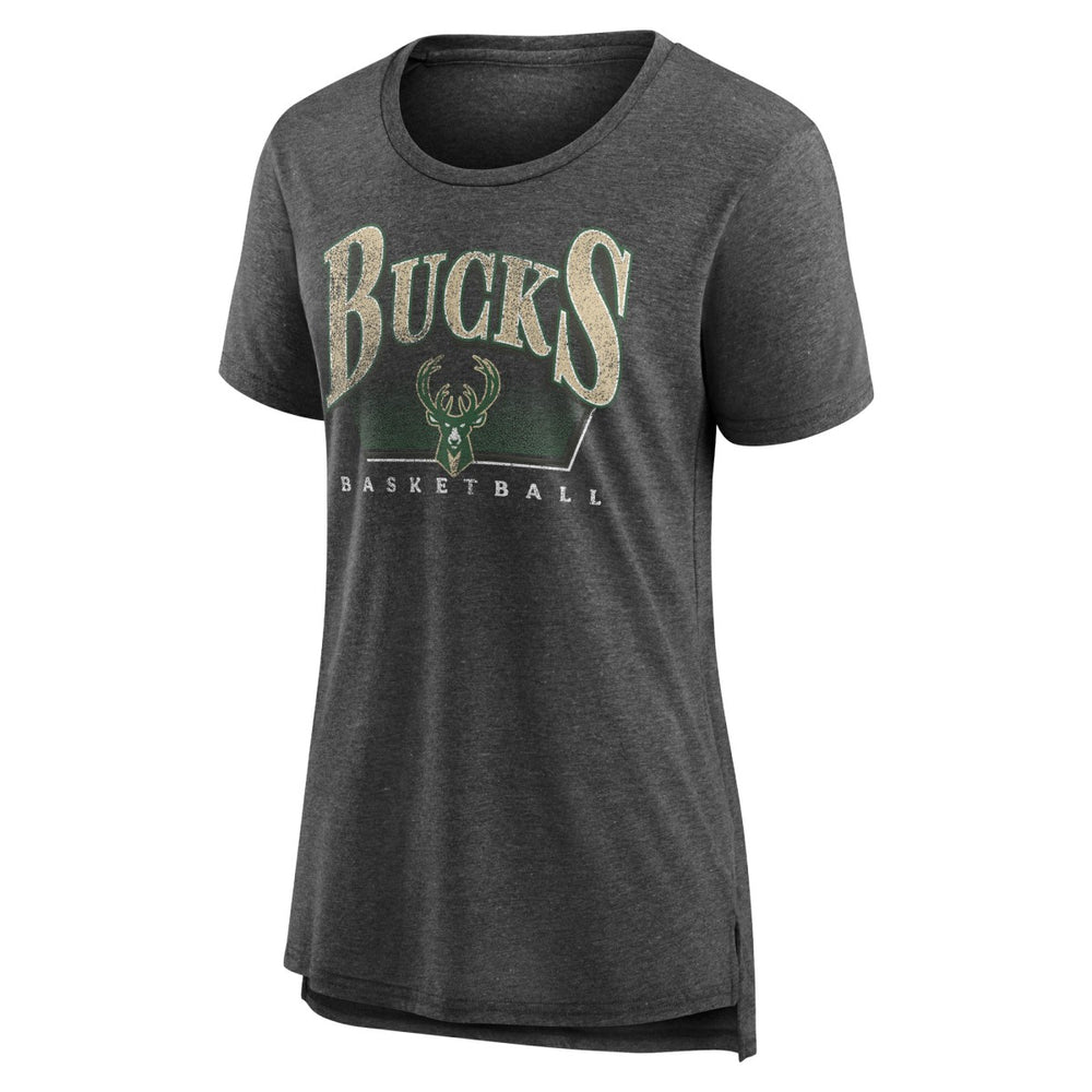 Milwaukee Bucks Women's Selection Tri-Blend T-Shirt Gray
