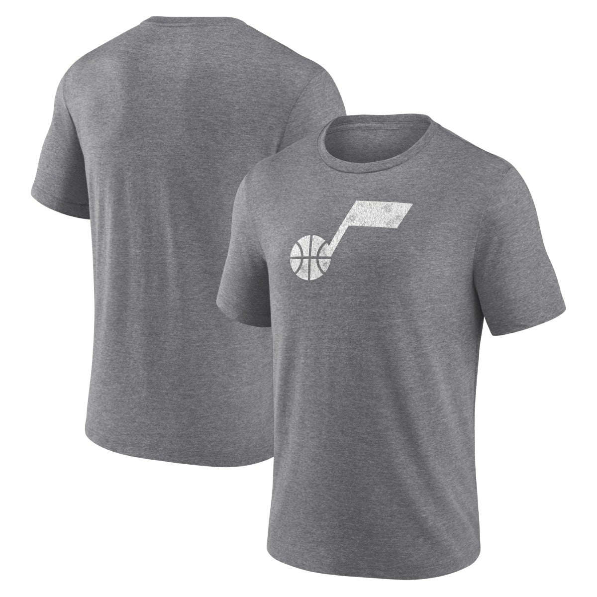 Utah Jazz Distressed Tri-Blend T-Shirt Heather Gray