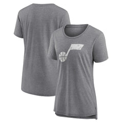 Utah Jazz Women's Distressed Logo Tri-Blend T-Shirt Gray
