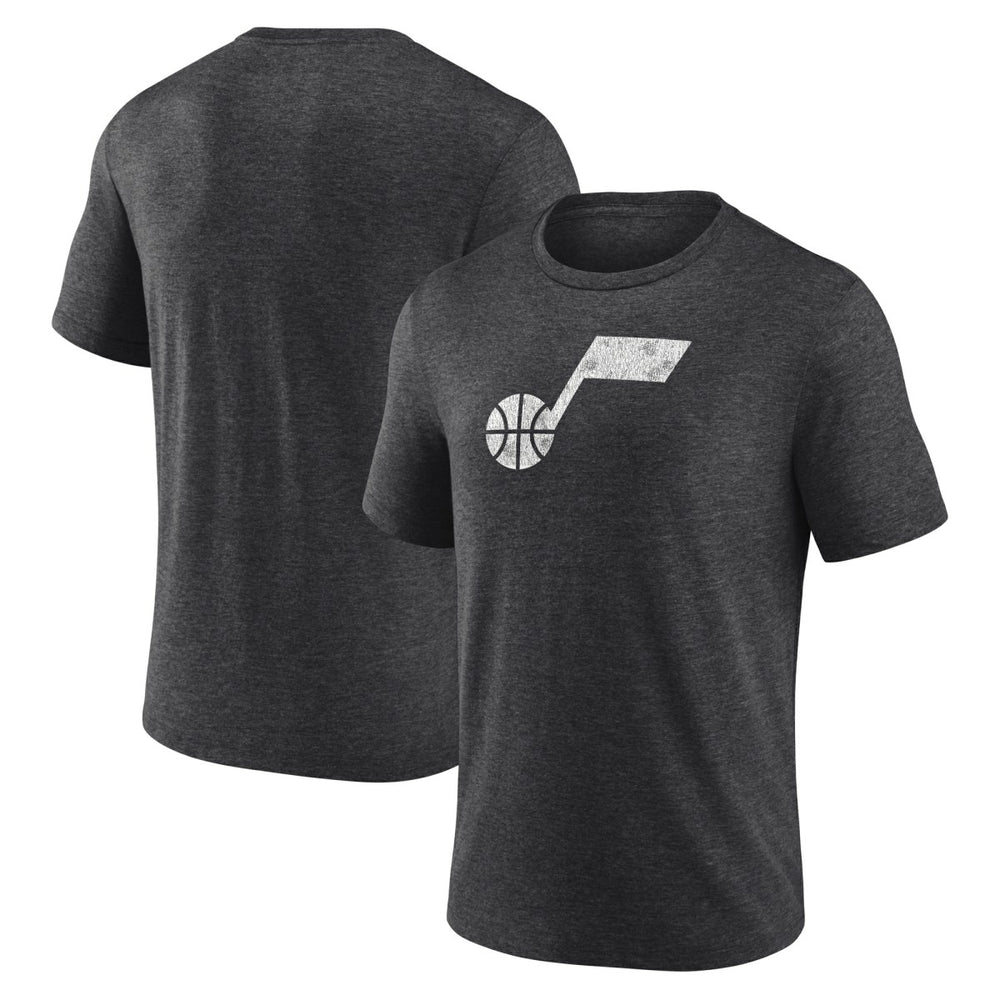 Utah Jazz Distressed Tri-Blend T-Shirt Charcoal