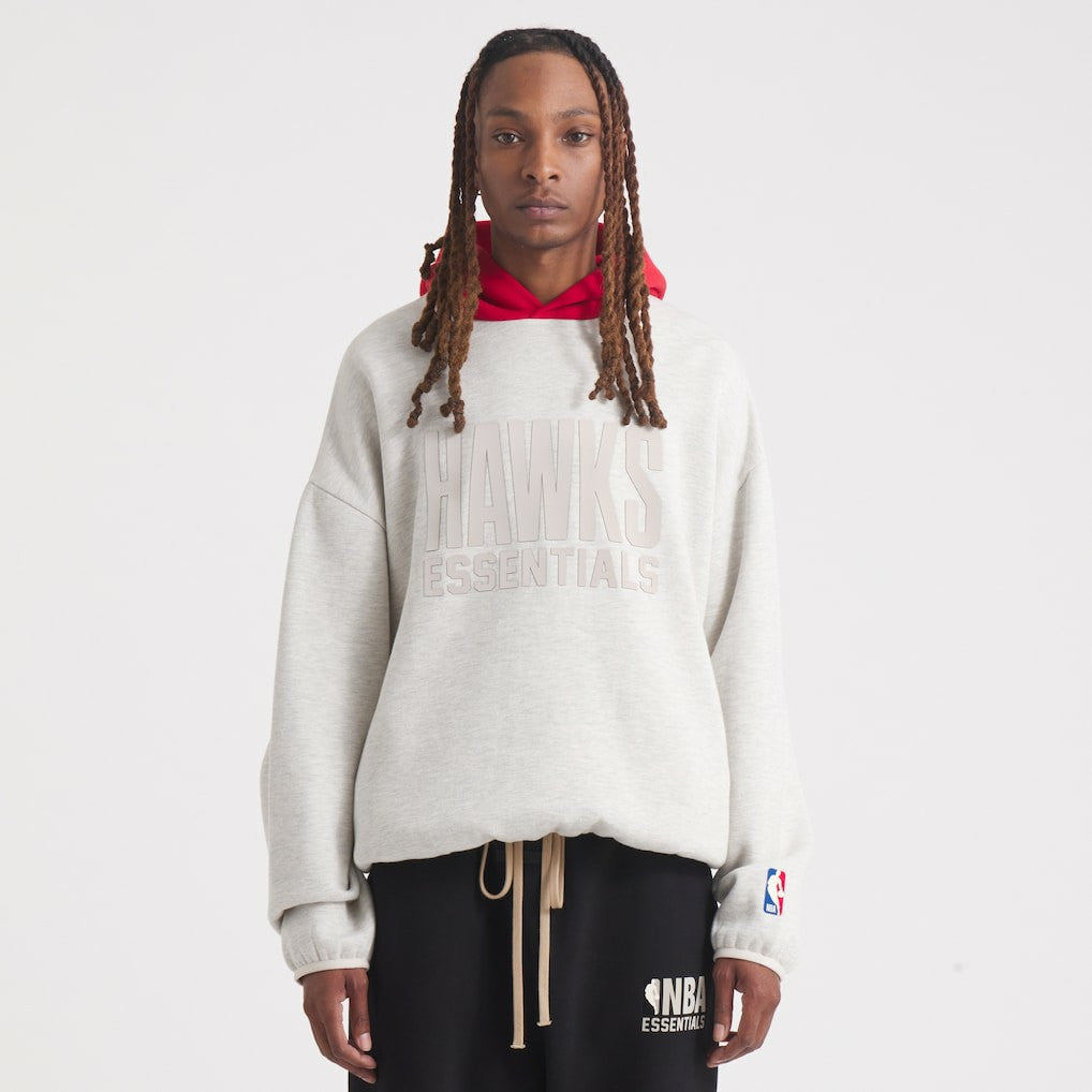 Atlanta Hawks Fear of God Unisex NBA x ESSENTIALS Pullover Hoodie Heather Gray