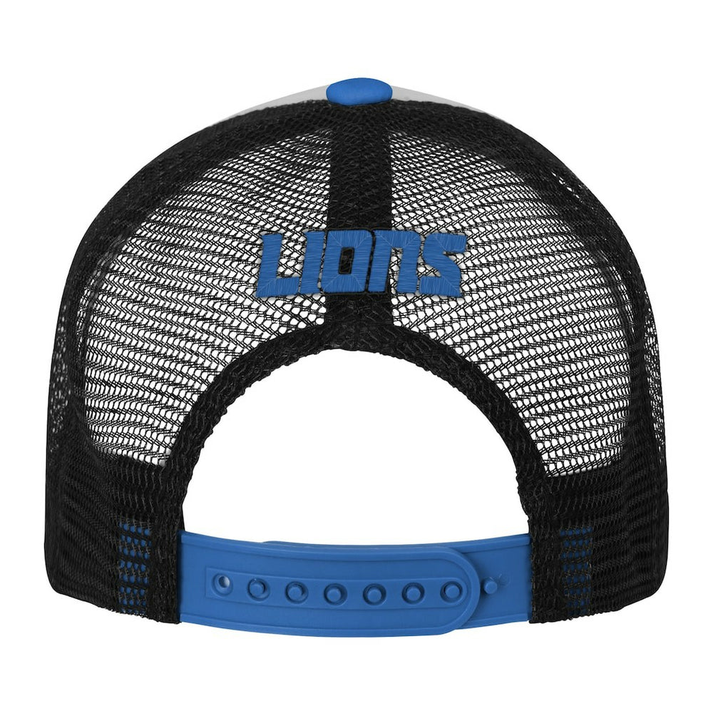 Detroit Lions Youth Essentials Trucker Adjustable Hat White/Blue