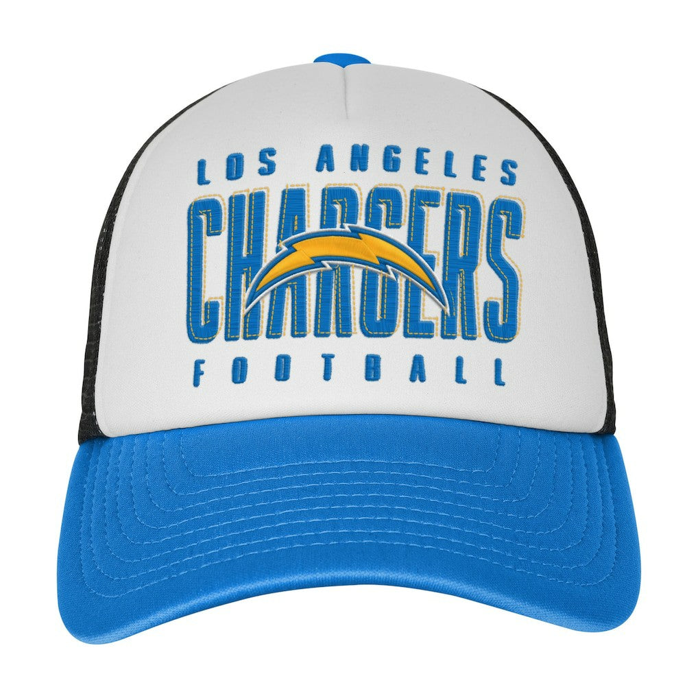Los Angeles Chargers Youth Essentials Trucker Adjustable Hat White/Powder Blue