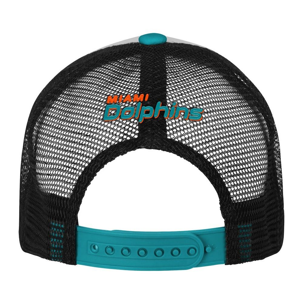 Miami Dolphins Youth Essentials Trucker Adjustable Hat White/Aqua