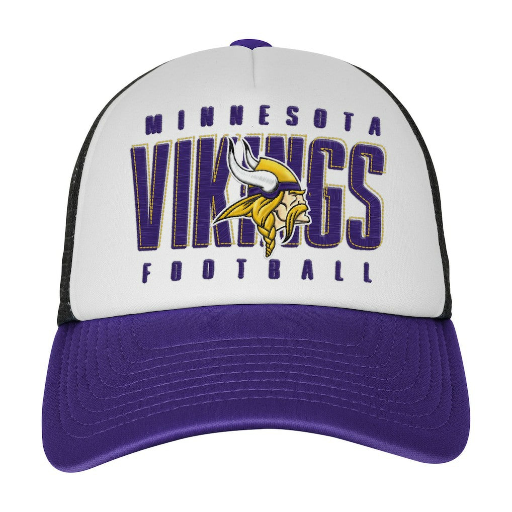Minnesota Vikings Youth Essentials Trucker Adjustable Hat White/Purple