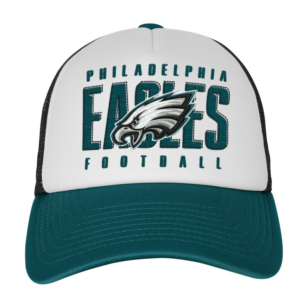 Philadelphia Eagles Youth Essentials Trucker Adjustable Hat White/Midnight Green