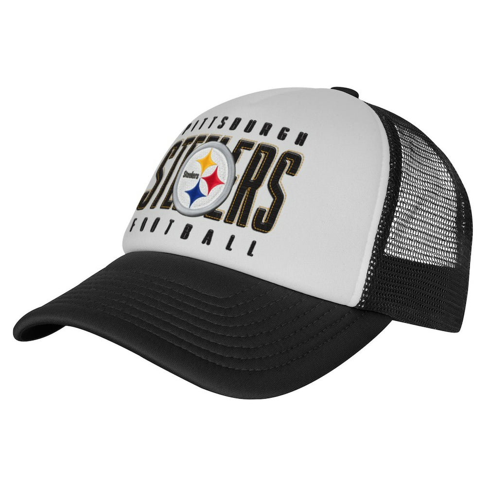 Pittsburgh Steelers Youth Essentials Trucker Adjustable Hat White/Black