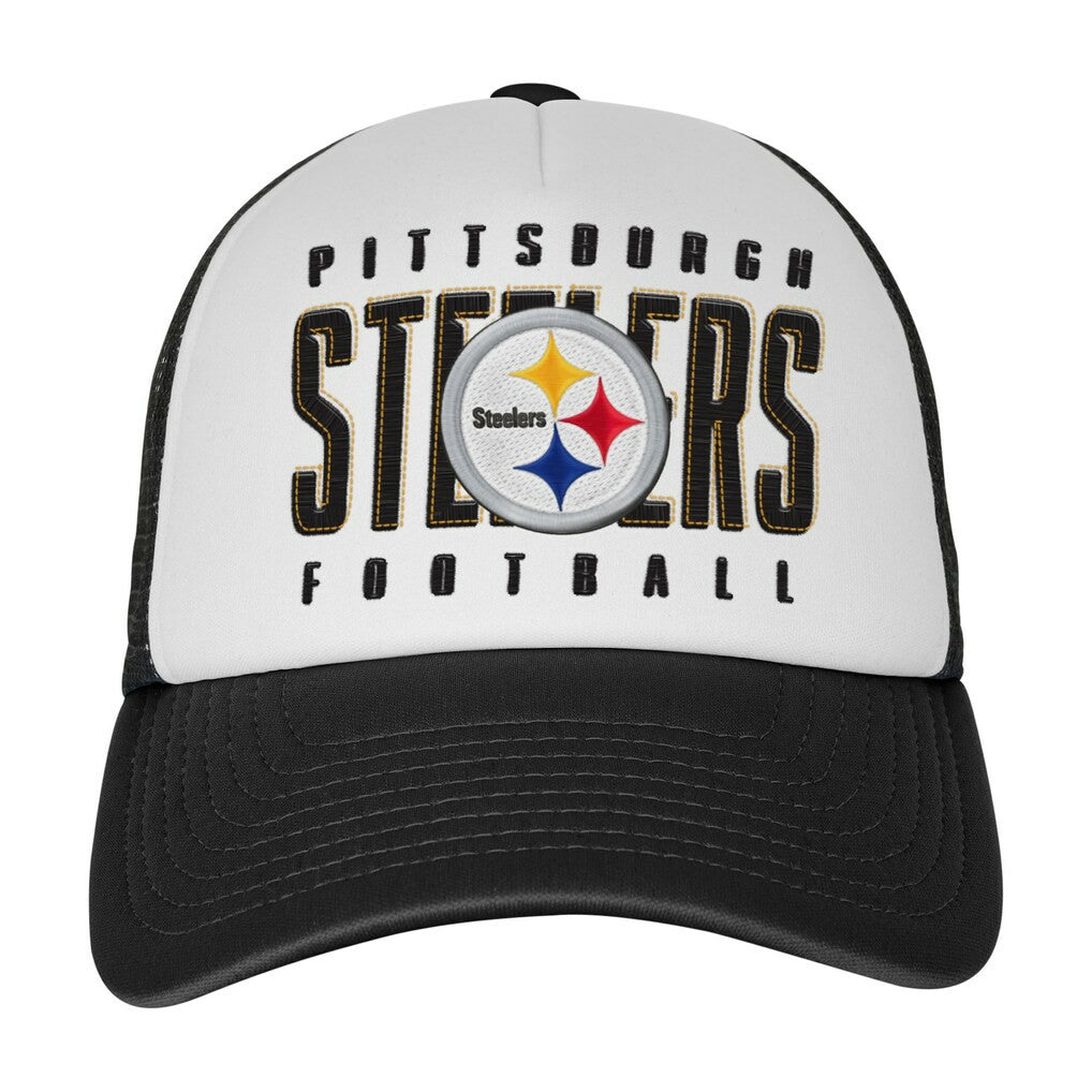 Pittsburgh Steelers Youth Essentials Trucker Adjustable Hat White/Black