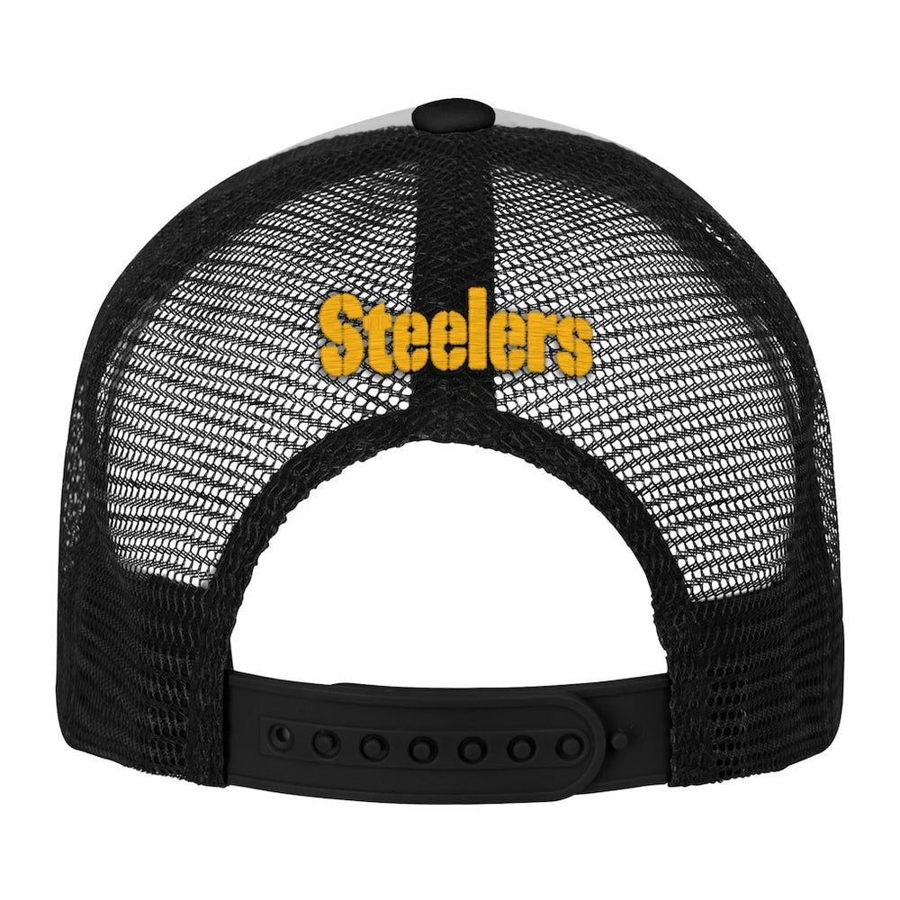 Pittsburgh Steelers Youth Essentials Trucker Adjustable Hat White/Black