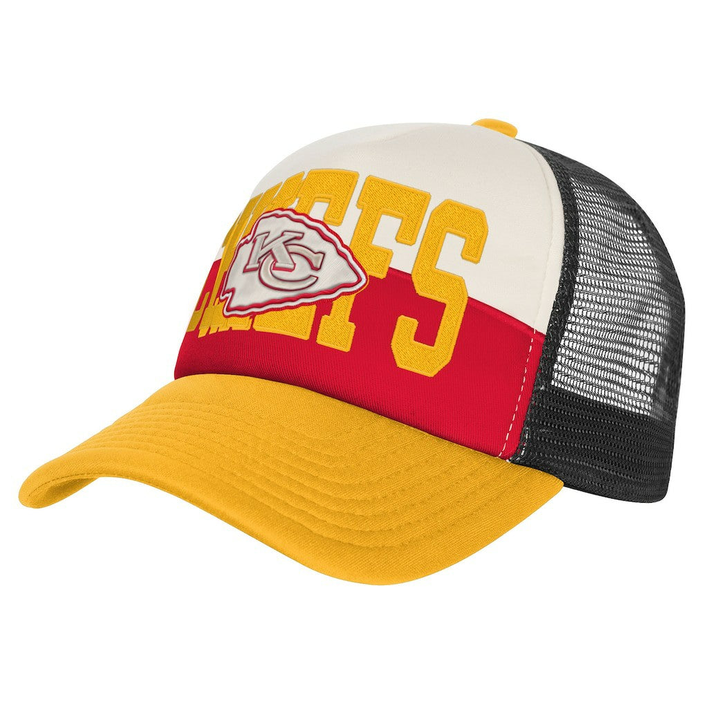 Kansas City Chiefs Youth Modern Fan Trucker Adjustable Hat White/Gold
