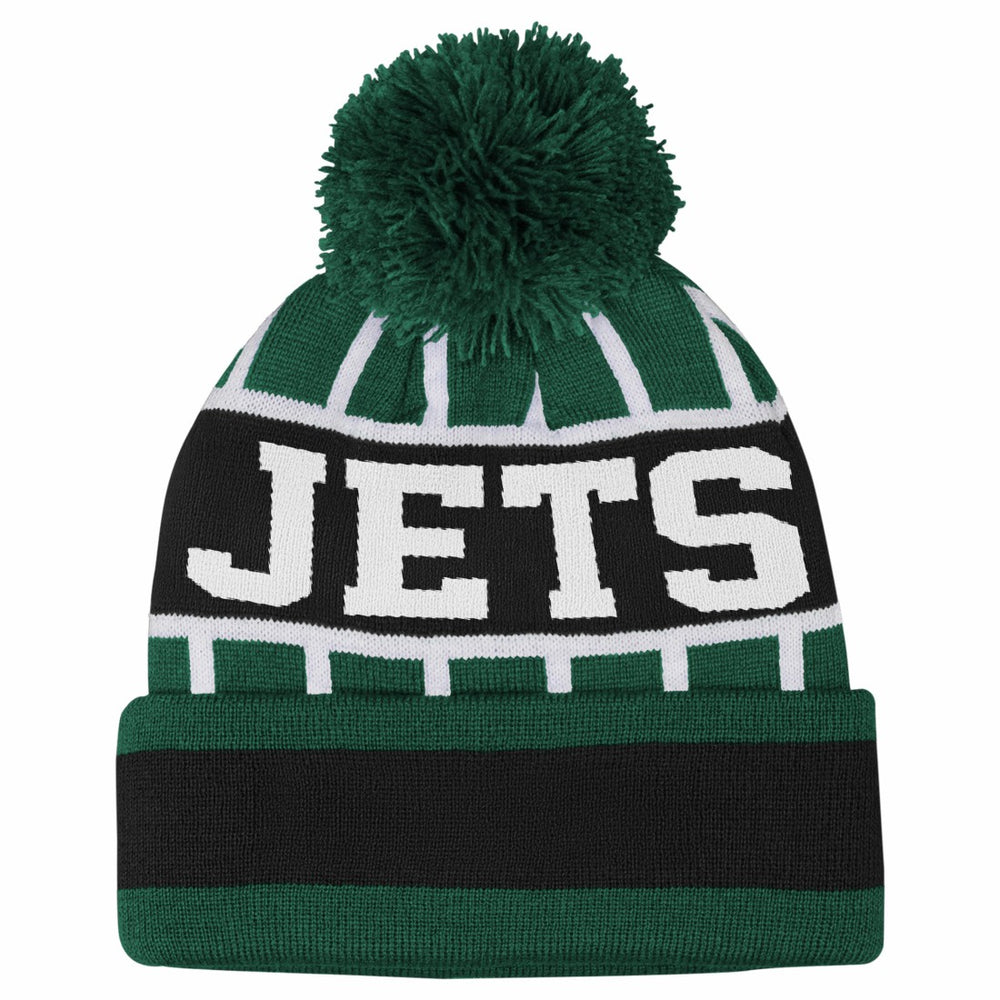 New York Jets Outerstuff Youth Go Fast Cuffed Knit Hat with Pom Green