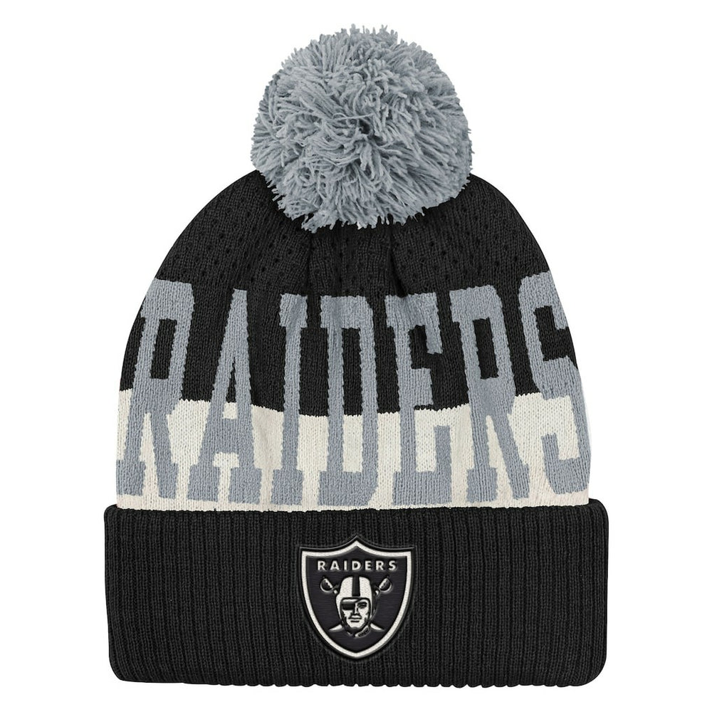 Las Vegas Raiders Outerstuff Youth Modern Fan Cuffed Knit Hat with Pom Black