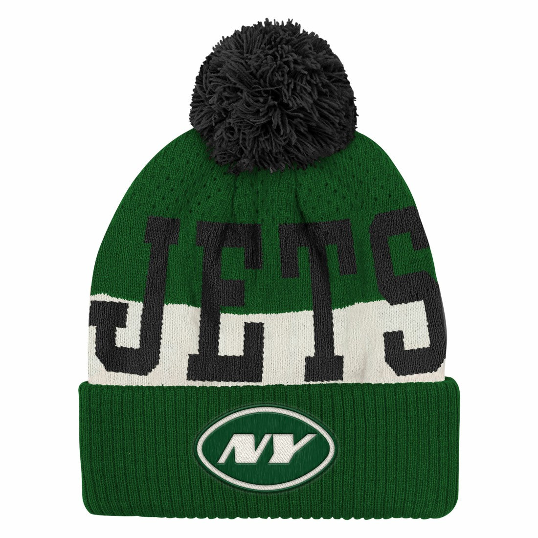 New York Jets Outerstuff Youth Modern Fan Cuffed Knit Hat with Pom Green