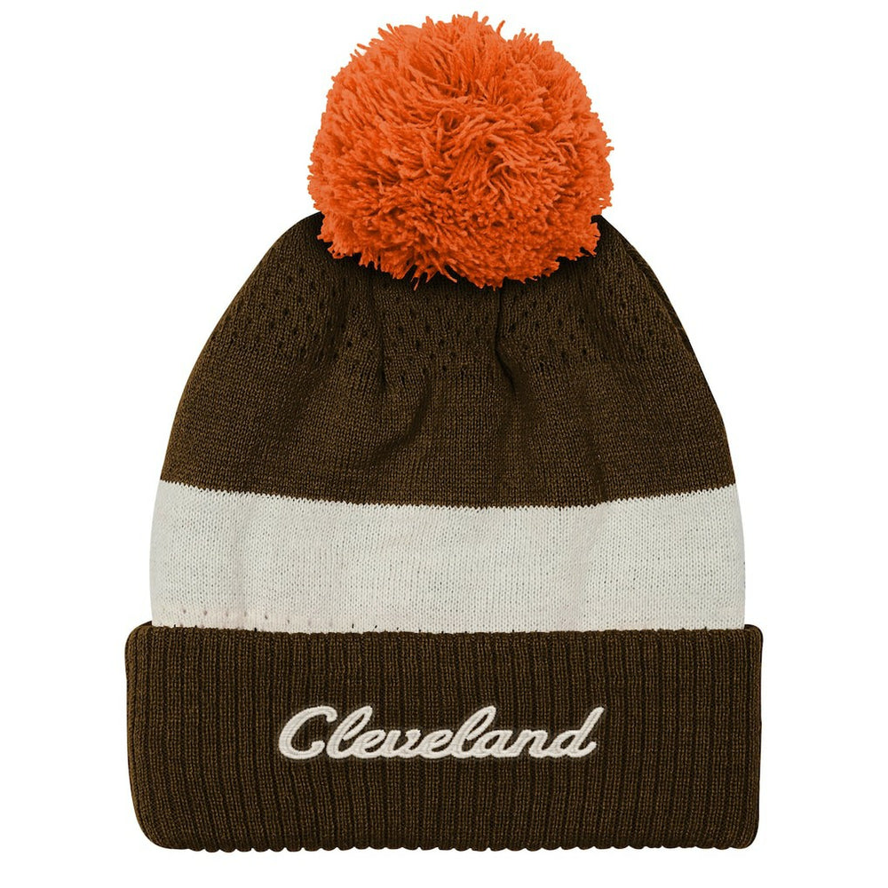 Cleveland Browns Outerstuff Youth Modern Fan Cuffed Knit Hat with Pom Brown