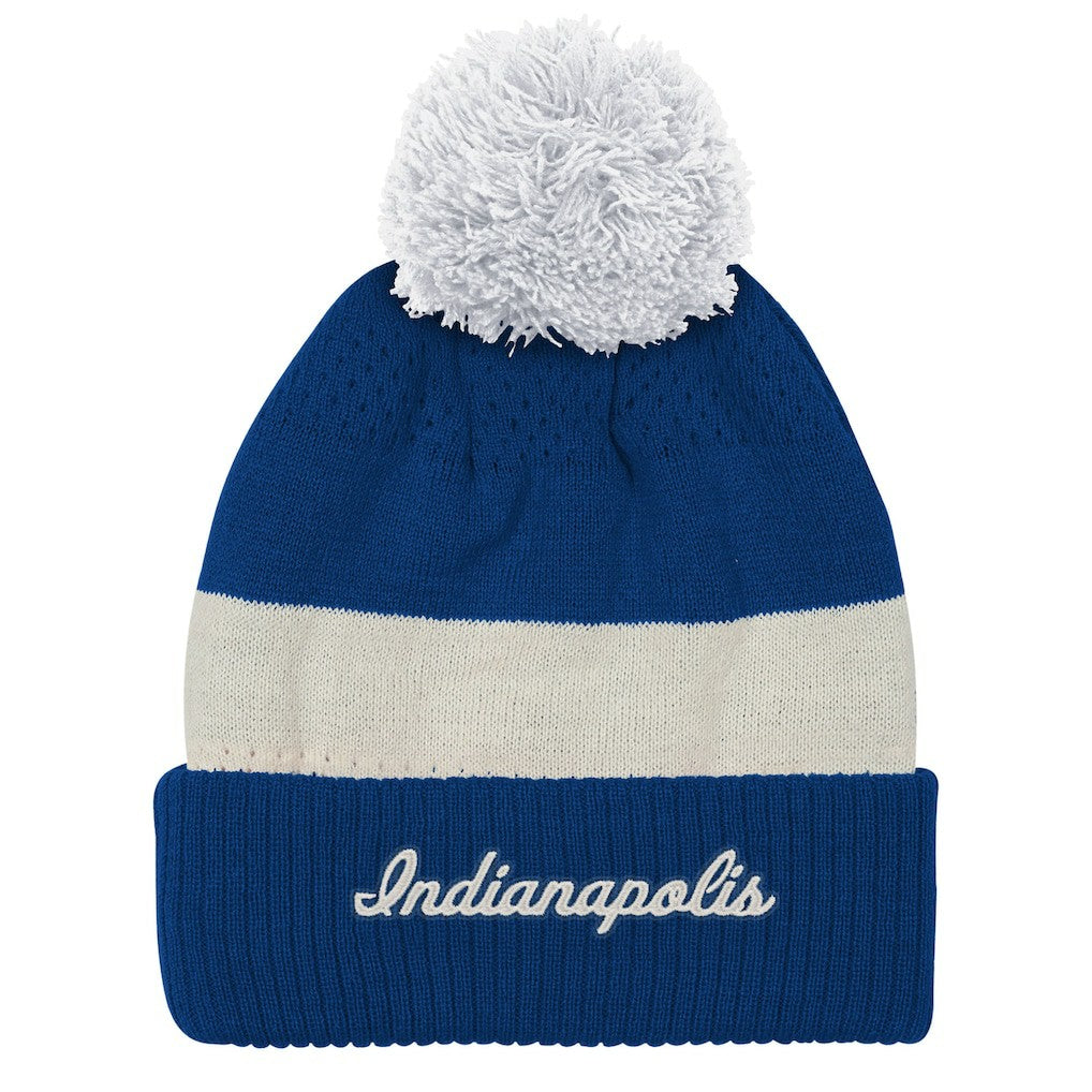 Indianapolis Colts Outerstuff Youth Modern Fan Cuffed Knit Hat with Pom Royal