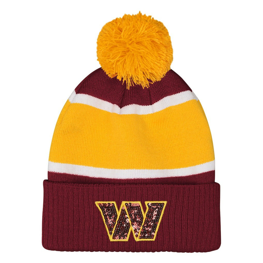 Washington Commanders Outerstuff Girls Let's Play Cuffed Knit Hat with Pom Burgundy