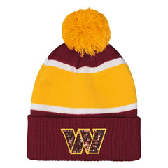 Washington Commanders Outerstuff Girls Let's Play Cuffed Knit Hat with Pom Burgundy