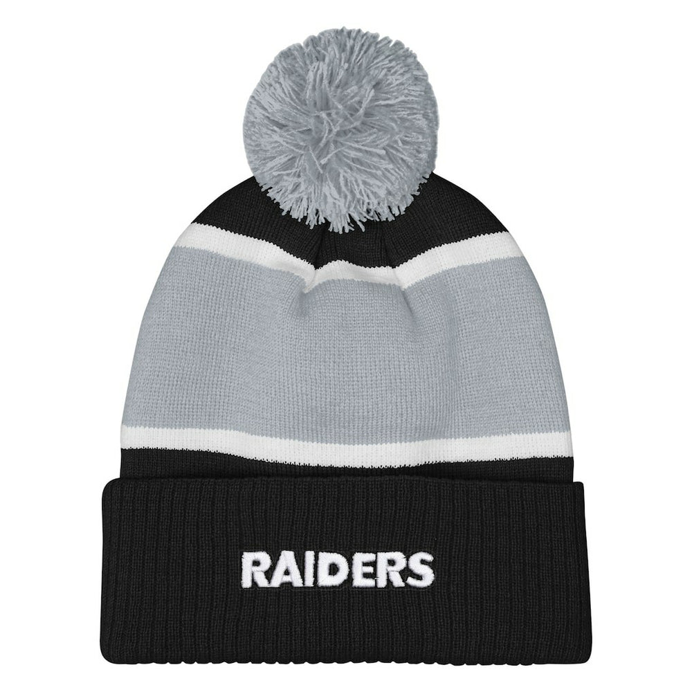 Las Vegas Raiders Outerstuff Girls Let's Play Cuffed Knit Hat with Pom Black