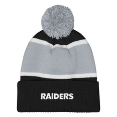 Las Vegas Raiders Outerstuff Girls Let's Play Cuffed Knit Hat with Pom Black