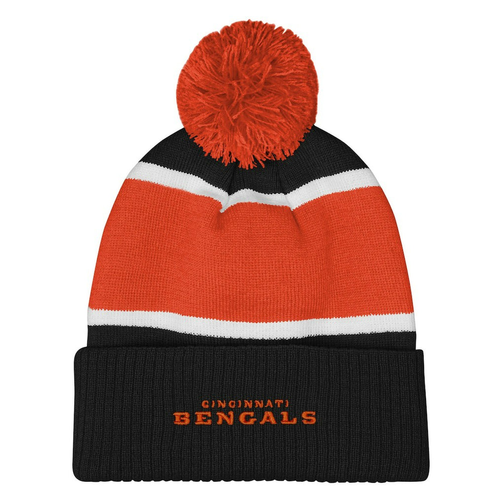 Cincinnati Bengals Outerstuff Girls Let's Play Cuffed Knit Hat with Pom Black