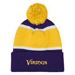 Minnesota Vikings Outerstuff Girls Let's Play Cuffed Knit Hat with Pom Purple