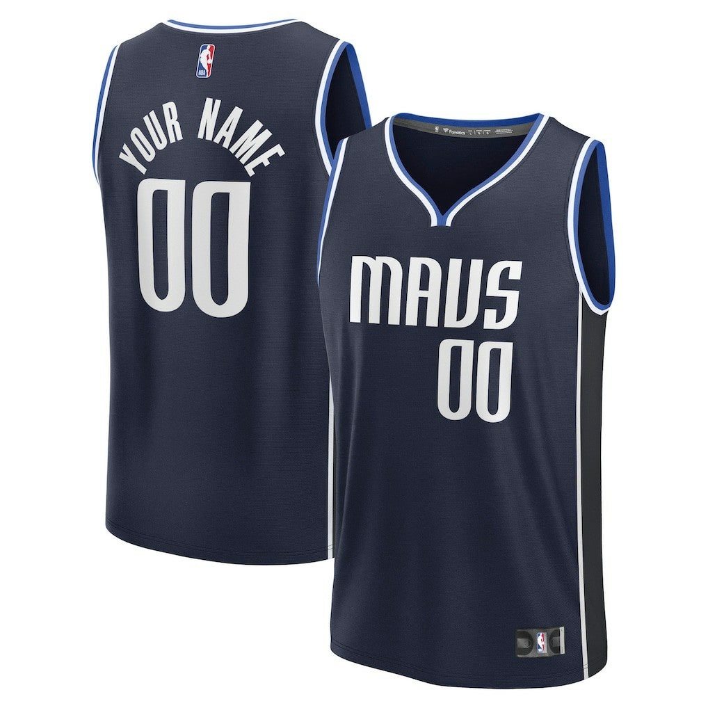 Dallas Mavericks Fast Break Custom Jersey Statement Editi- Navy