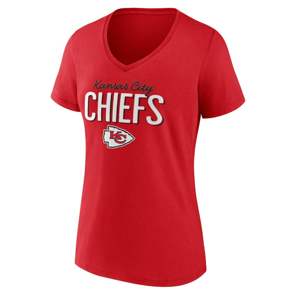 Kansas City Chiefs Women's Nostalgia V-Neck T-Shirt Red