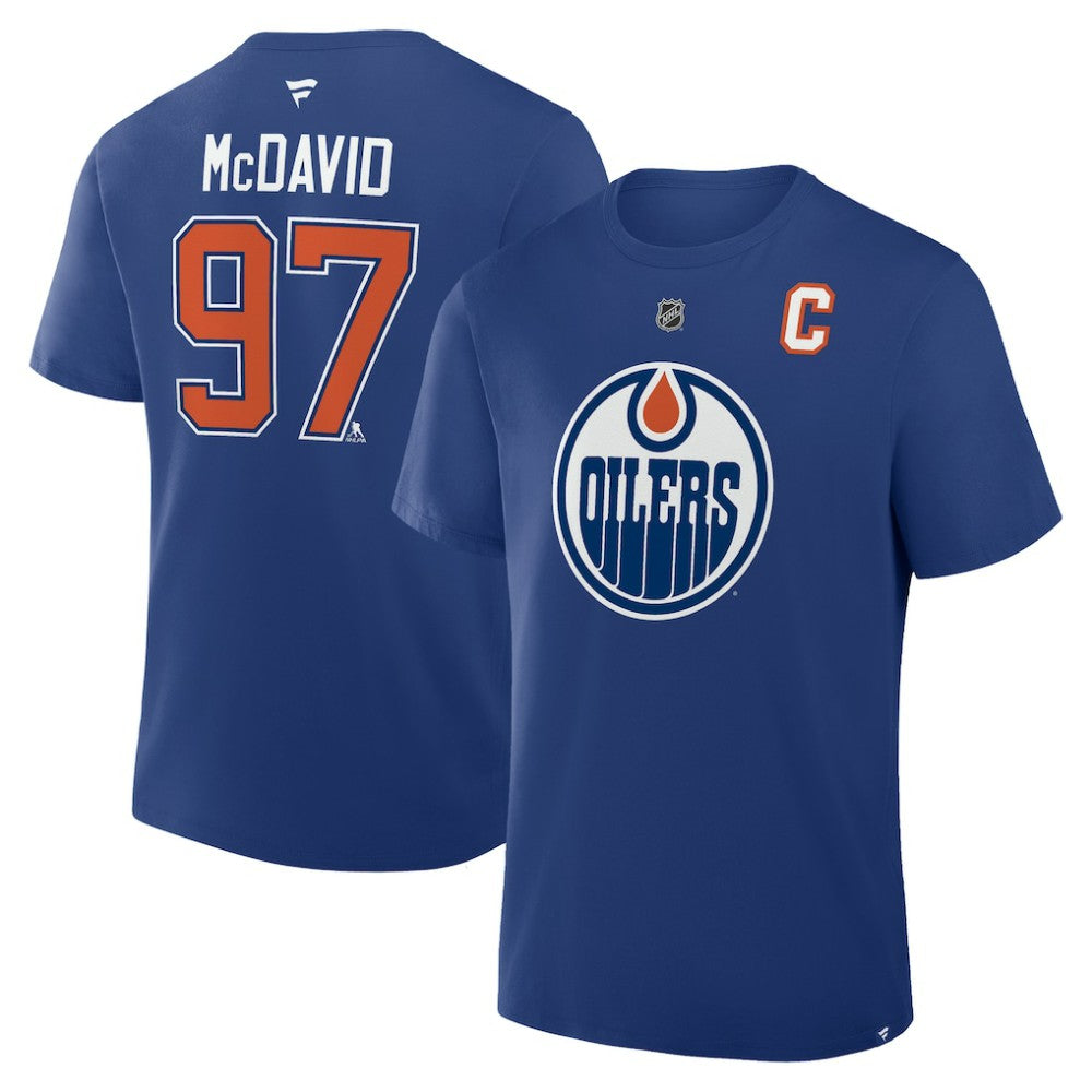 NHL Connor McDavid Edmonton Oilers Fanatics Authentic Stack Name & Number T-Shirt - Royal