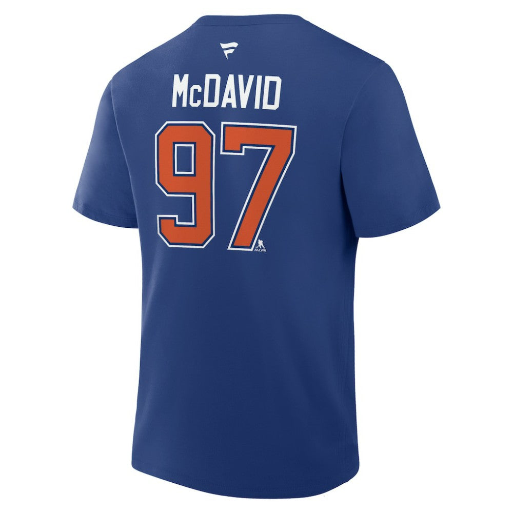 NHL Connor McDavid Edmonton Oilers Fanatics Authentic Stack Name & Number T-Shirt - Royal