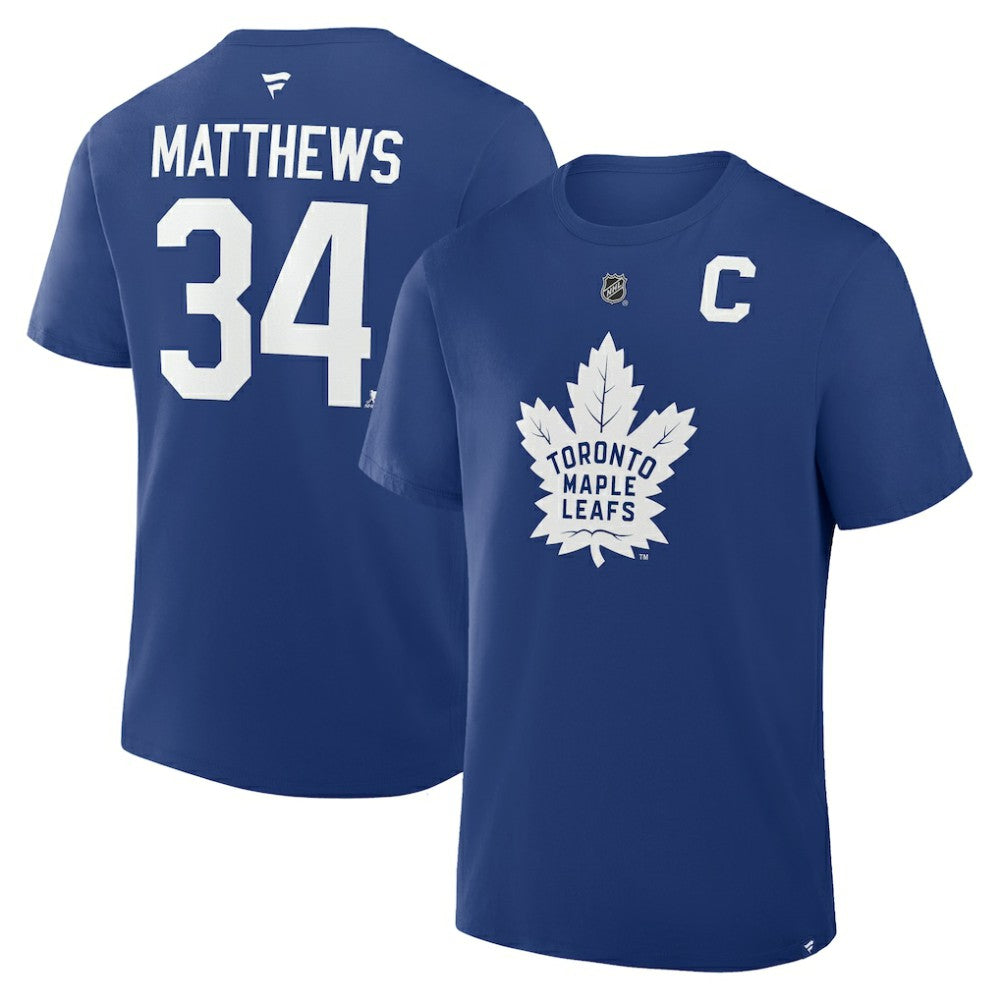 NHL Auston Matthews Toronto Maple Leafs Fanatics Authentic Stack Name & Number T-Shirt - Blue