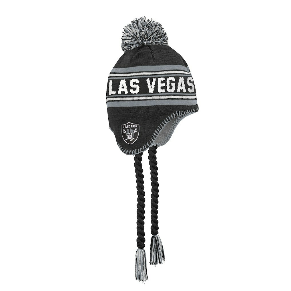 Las Vegas Raiders Outerstuff Youth Jacquard Tassel Knit Hat with Pom Black