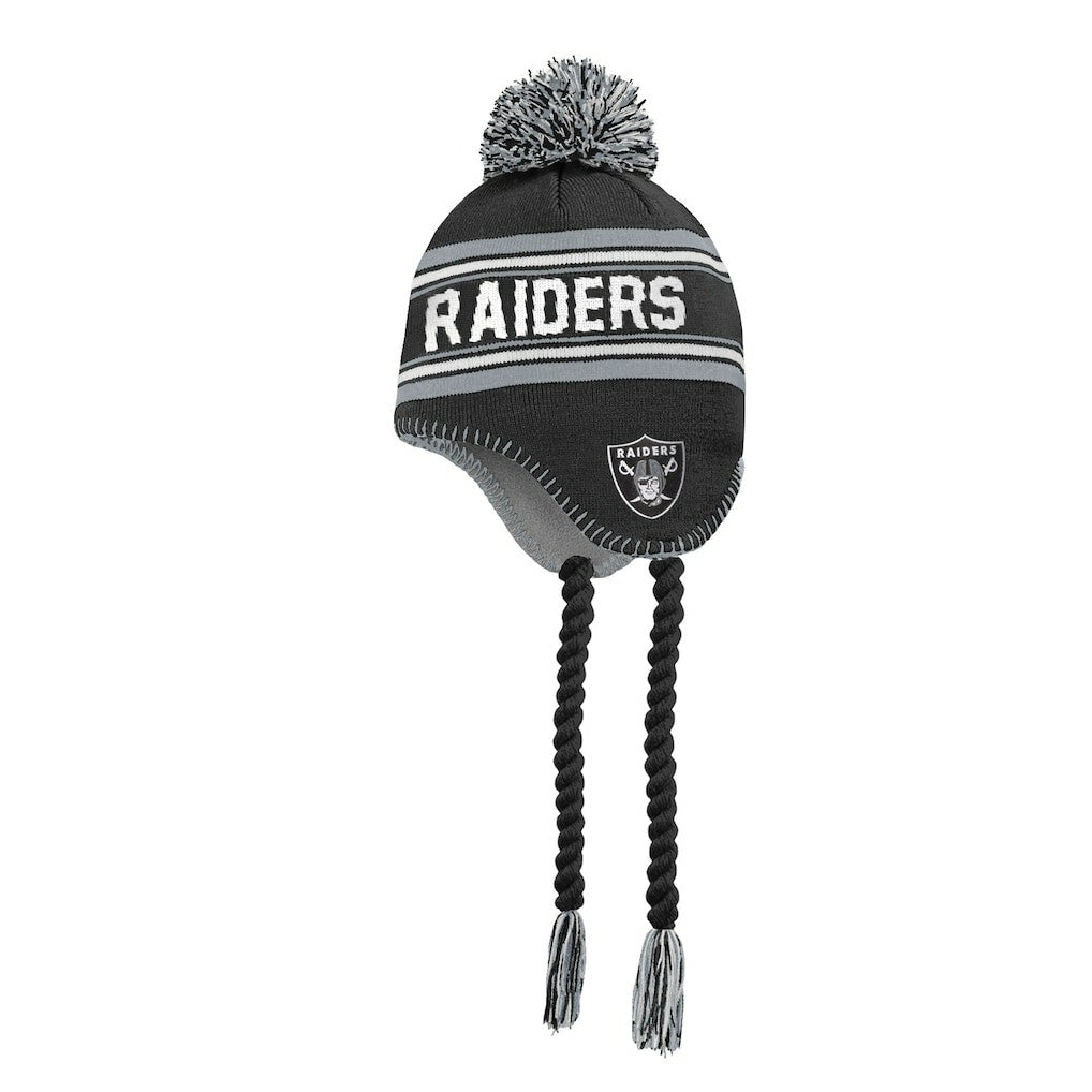 Las Vegas Raiders Outerstuff Youth Jacquard Tassel Knit Hat with Pom Black