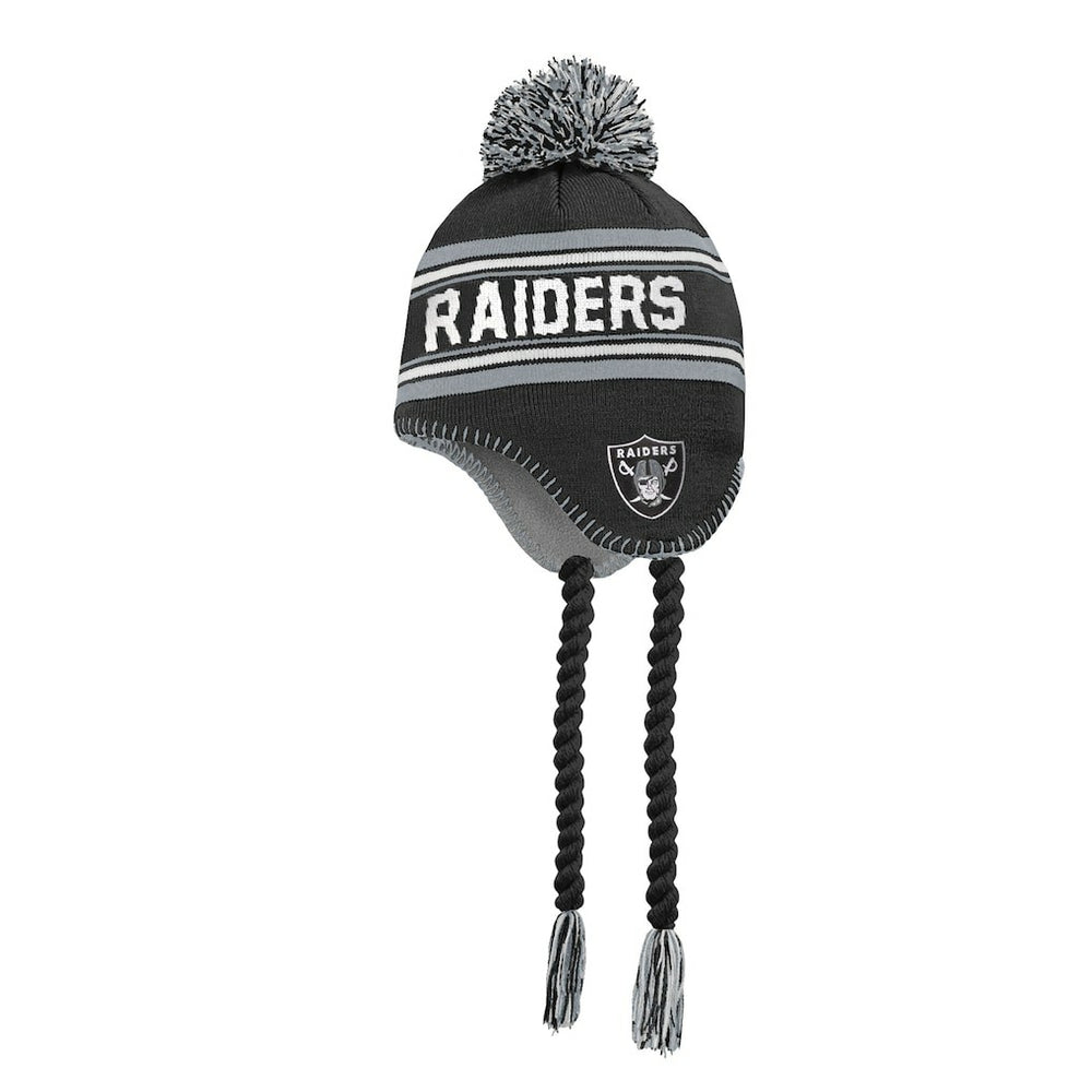 Las Vegas Raiders Outerstuff Youth Jacquard Tassel Knit Hat with Pom Black