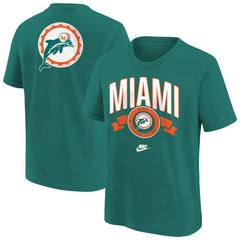 Miami Dolphins Youth Rewind Front & Back Essential T-Shirt Aqua