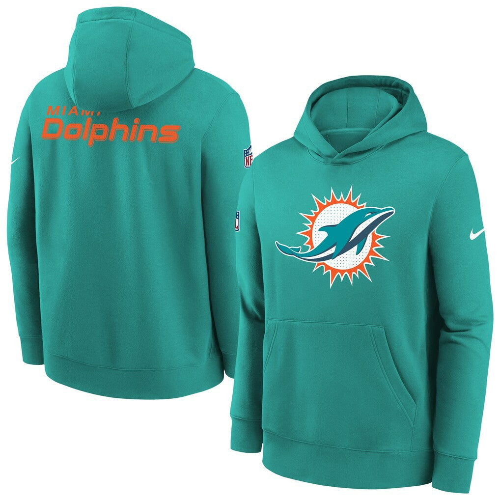 Miami Dolphins Youth Sideline Club Fleece Hoodie Aqua