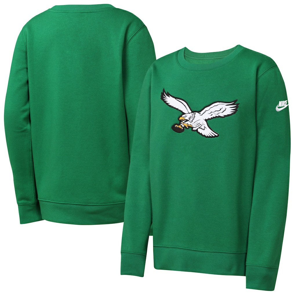 Philadelphia Eagles Youth Rewind Essential Pullover Crewneck Sweatshirt Kelly Green