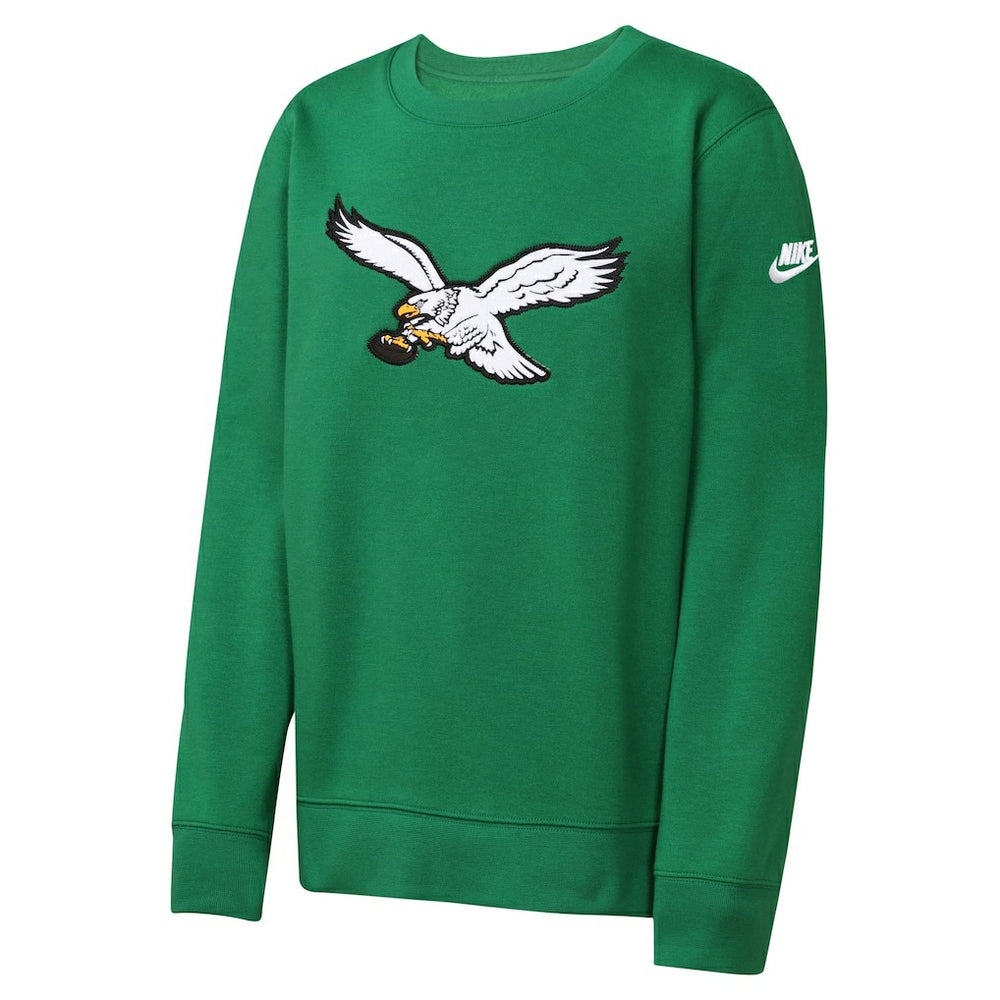 Philadelphia Eagles Youth Rewind Essential Pullover Crewneck Sweatshirt Kelly Green