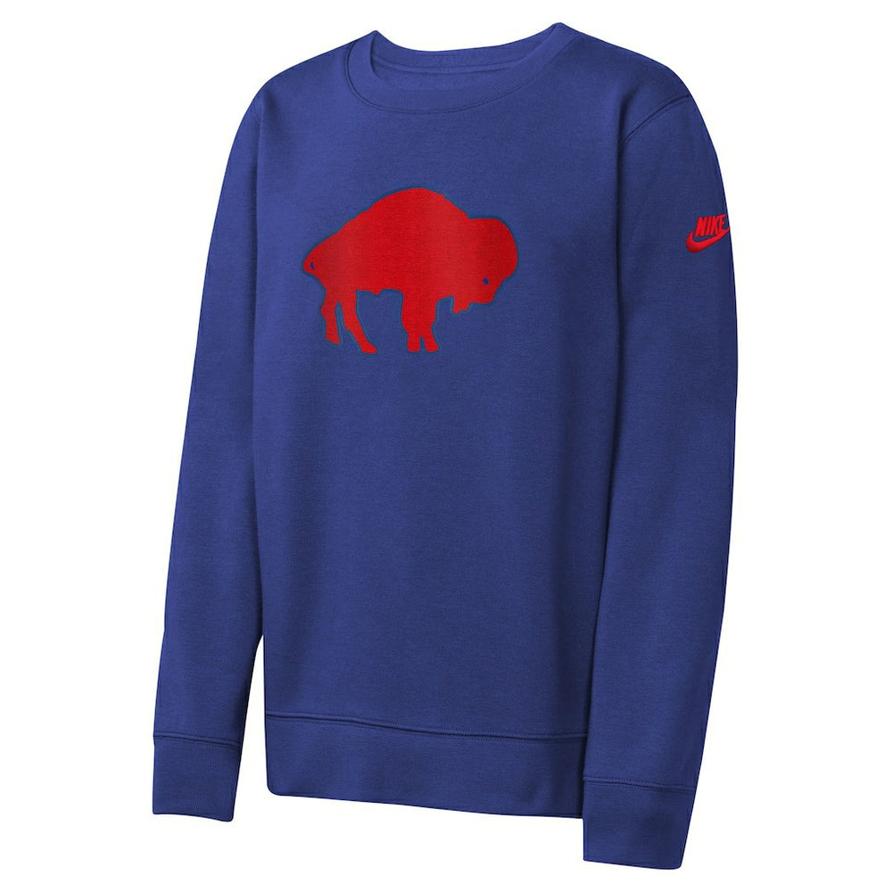 Buffalo Bills Youth Rewind Essential Pullover Crewneck Sweatshirt Royal