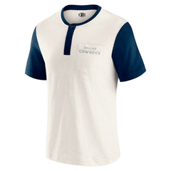 Dallas Cowboys Darius Rucker Collection Henley Colorblock Slub Pocket T-Shirt Cream