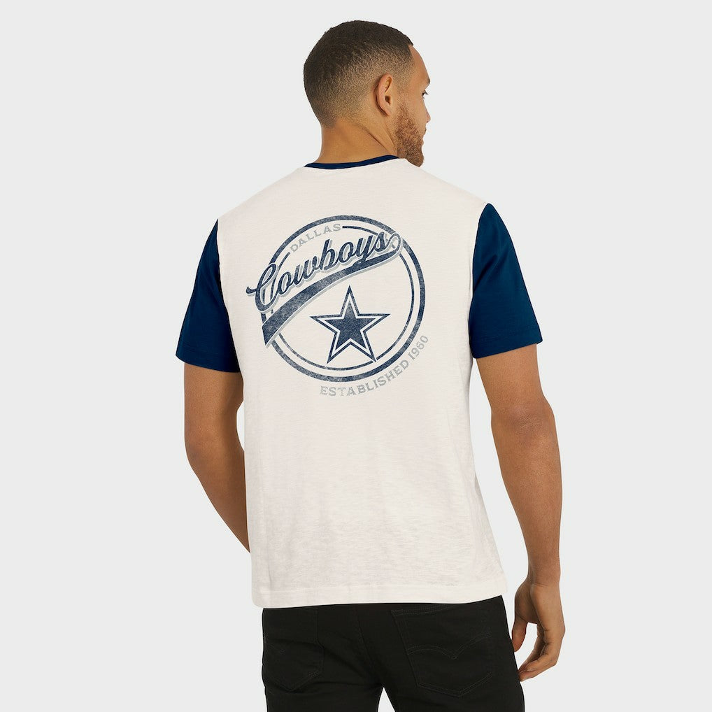 Dallas Cowboys Darius Rucker Collection Henley Colorblock Slub Pocket T-Shirt Cream