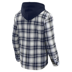 Dallas Cowboys Darius Rucker Collection Plaid Flannel Quilted Full-Snap Hooded Shacket Navy