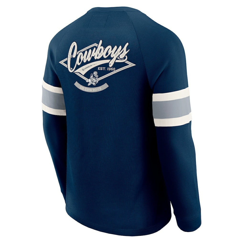 Dallas Cowboys Darius Rucker Collection Waffle-Knit Raglan Long Sleeve Henley T-Shirt Navy