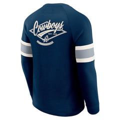 Dallas Cowboys Darius Rucker Collection Waffle-Knit Raglan Long Sleeve Henley T-Shirt Navy
